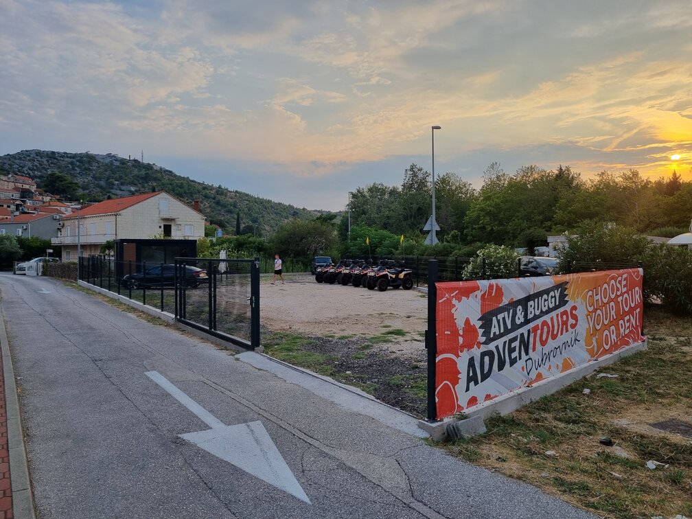Start position - business parking lot, ATV quad tour in Dubrovnik