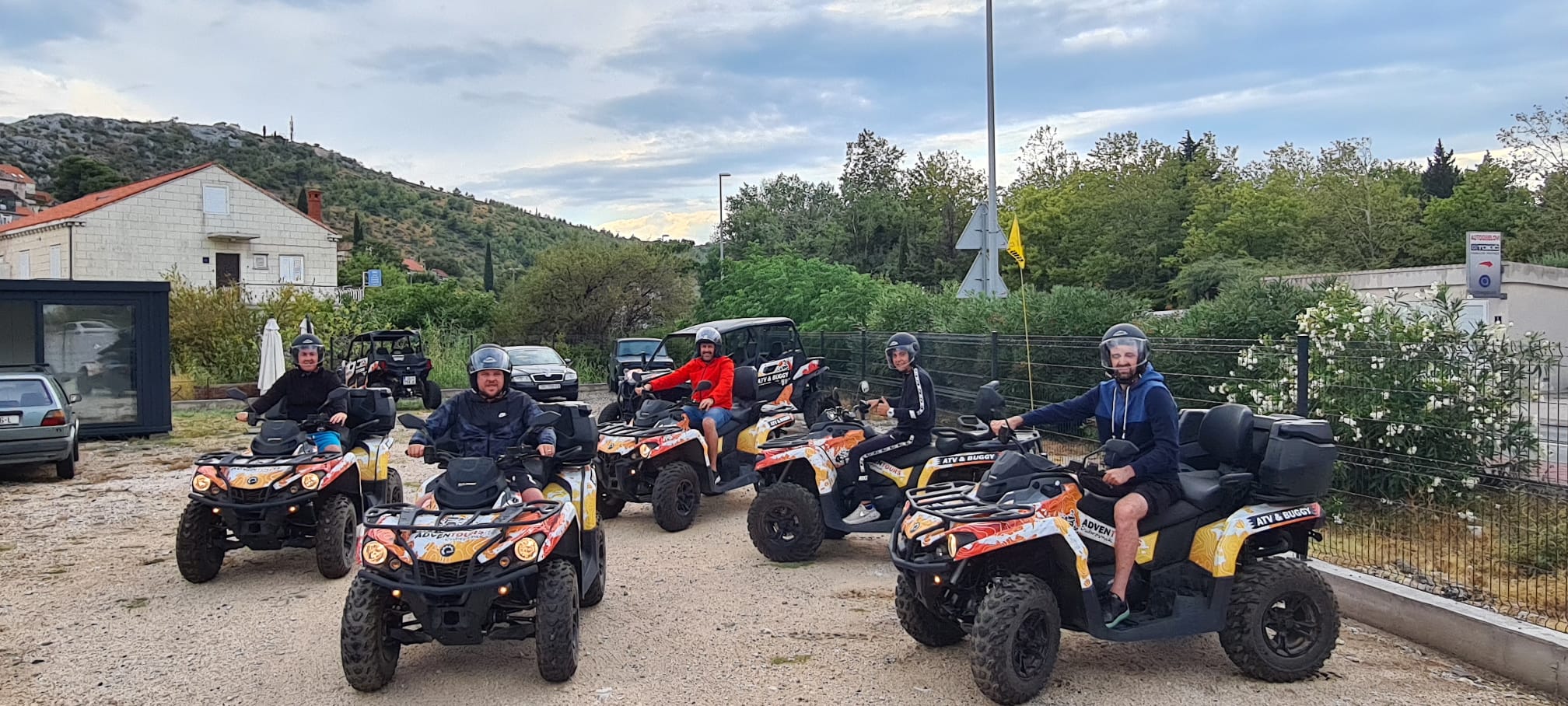 Smiling participants, ATV quad tour in Dubrovnik